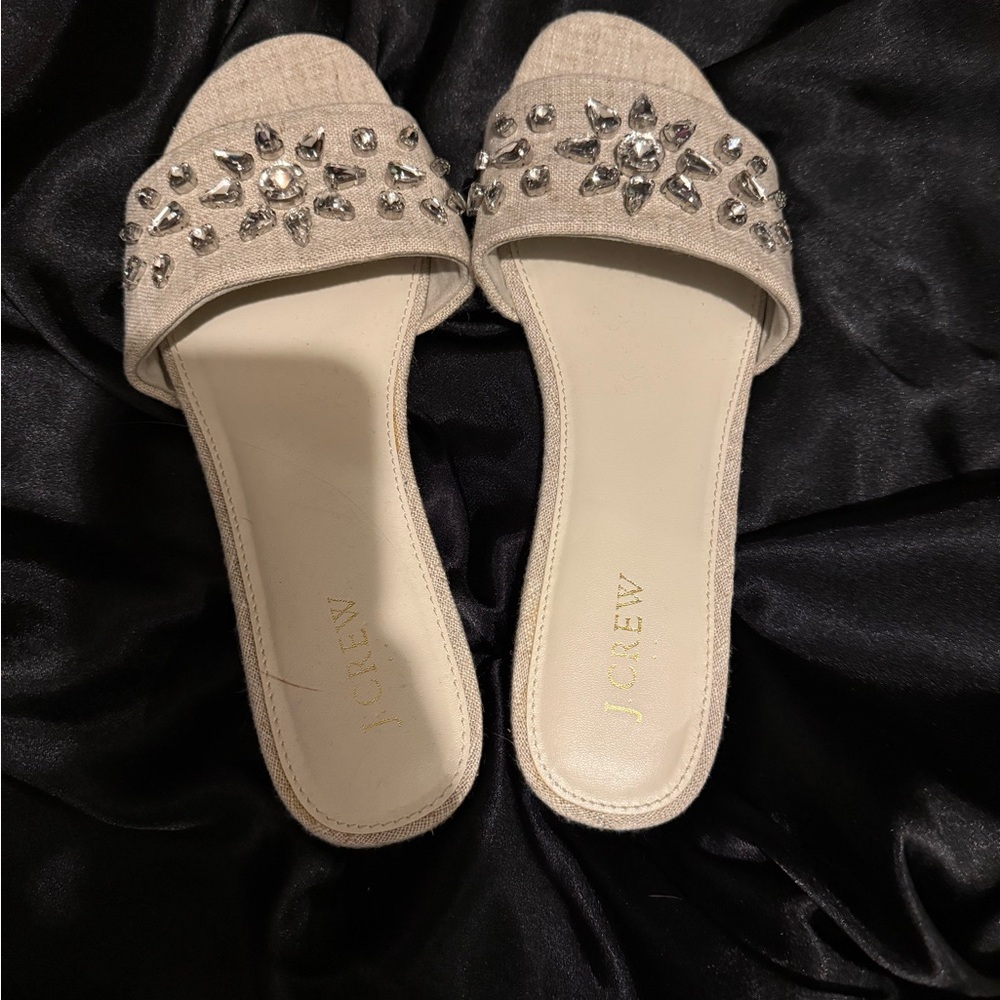 J. Crew Women's Beige Embellished Sandals